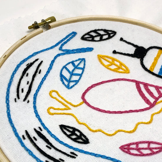 Budgie Goods Slug Embroidery Kit Close Up