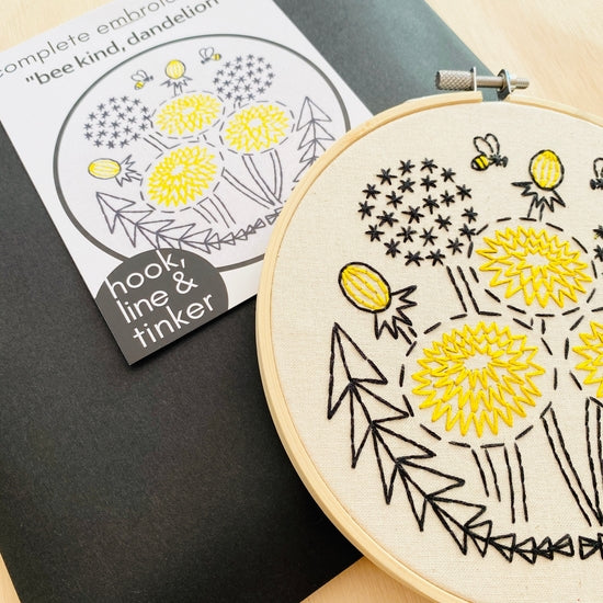 Bee Kind, Dandelion Embroidery Kit