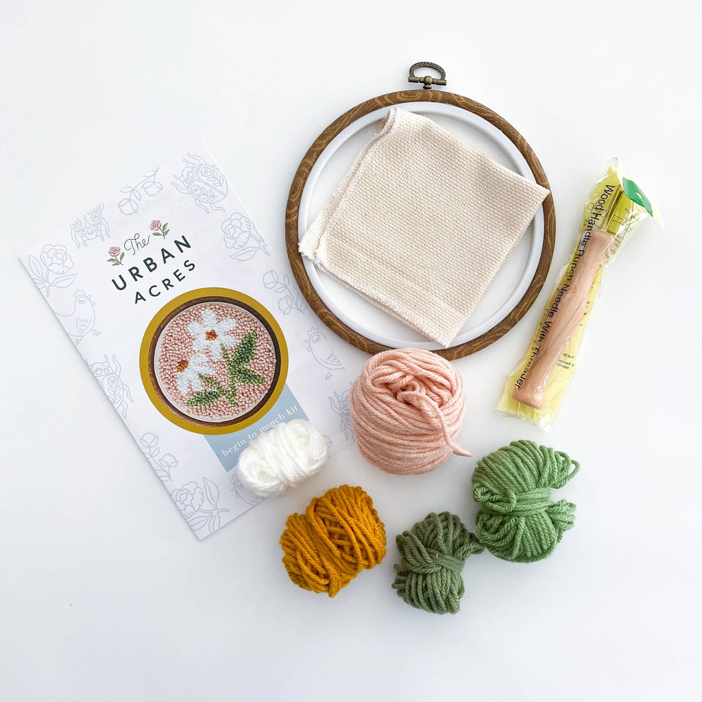 Beginner Punch Needle Kit - Pink Daisies Kit The Urban Acres