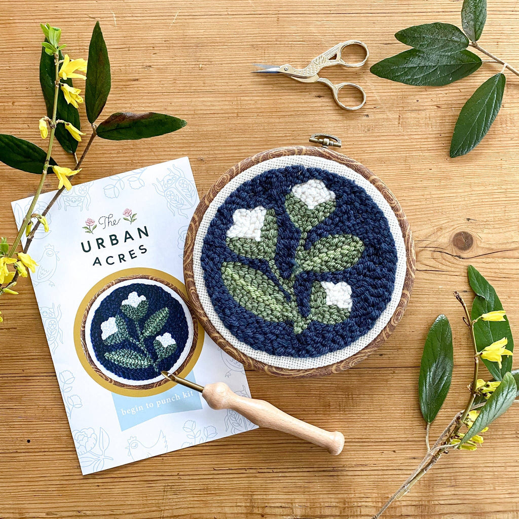 Beginner Punch Needle Kit - Blue Florals