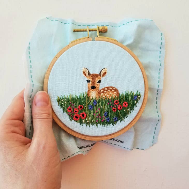 Wildflower Fawn Embroidery Kit Kit Jessica Long Embroidery