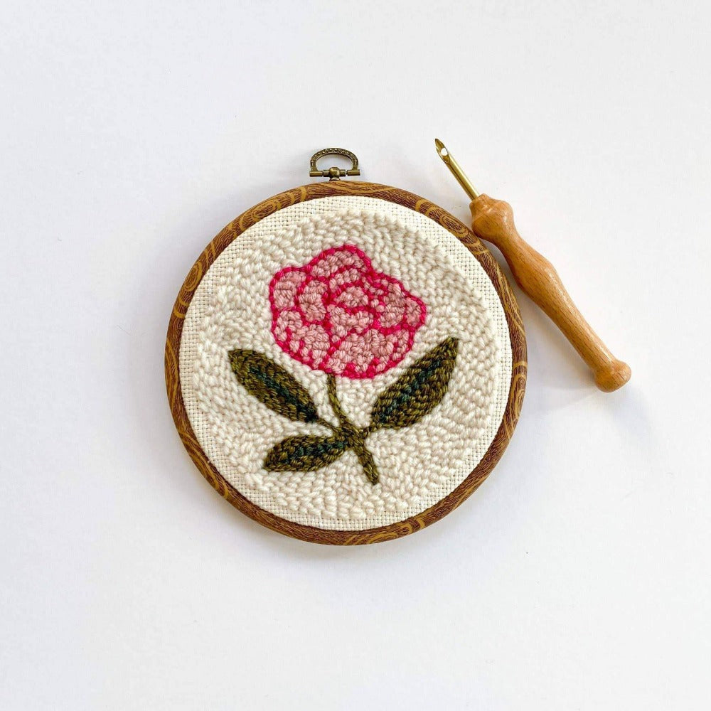 Beginner Punch Needle Kit - Pink Peony