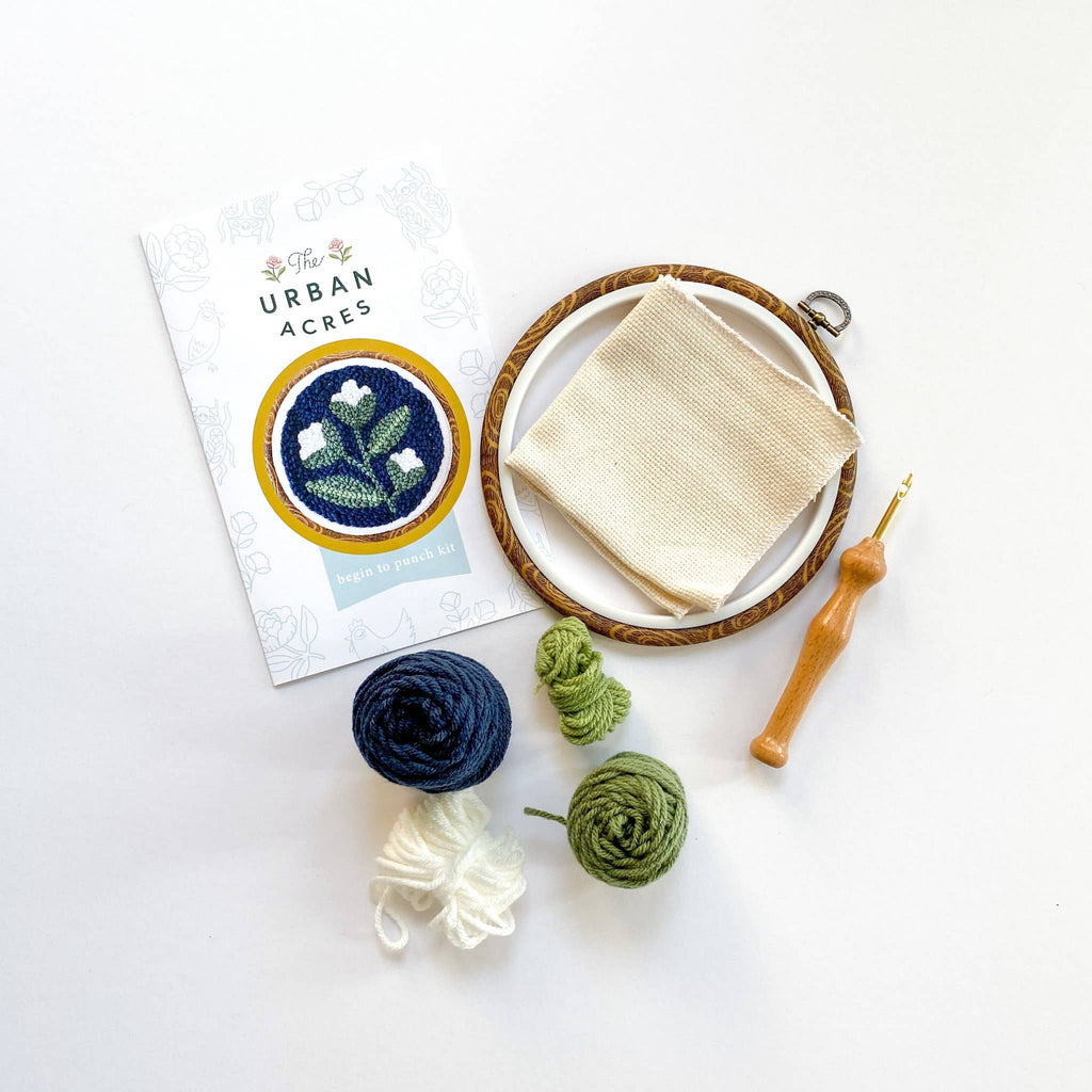 Beginner Punch Needle Kit - Blue Florals