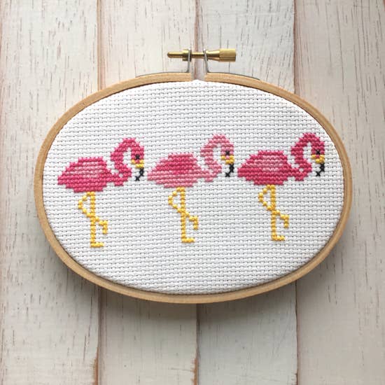 Pink Flamingo Cross Stitch Kit