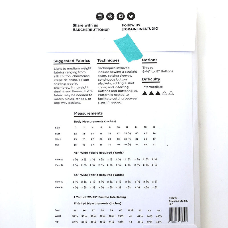 Archer Button Up Shirt Pattern Pattern Grainline Studio