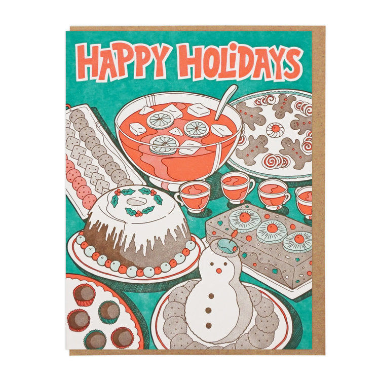 Happy Holidays Party Food Card by Lucky Horse Press