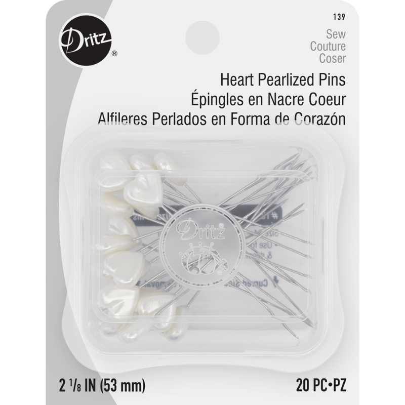 Heart Pearlized Pins - White 20 pcs Brooklyn Craft Company