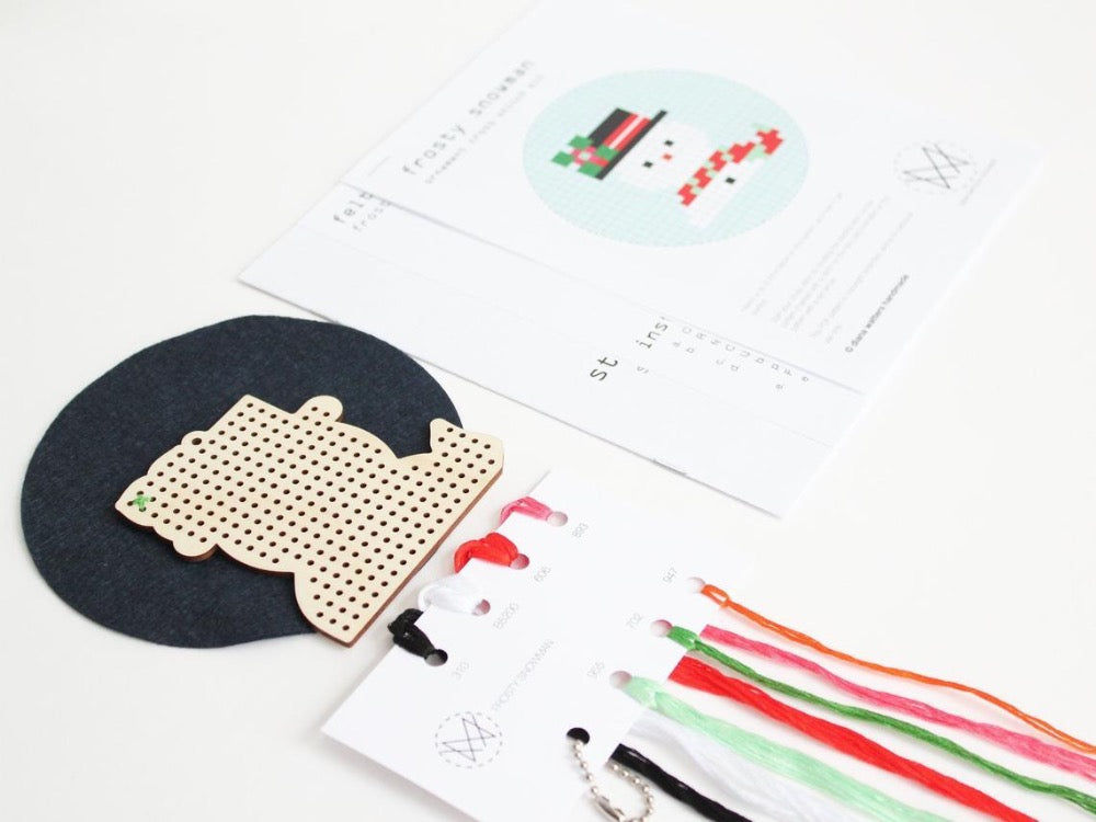 Frosty Snowman Wood Ornament Cross Stitch Kit