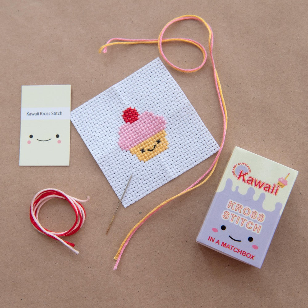 Kawaii Cupcake Mini Cross Stitch Kit In A Matchbox – Brooklyn