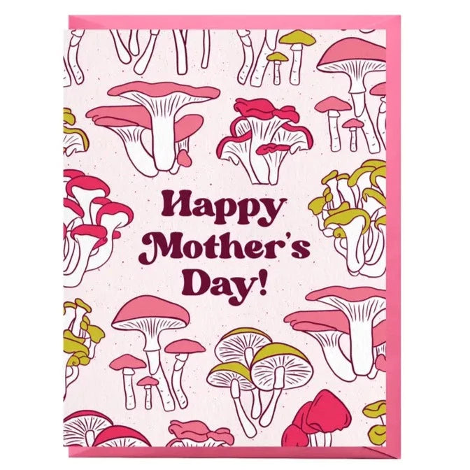 Pink mushroom Mother's Day card