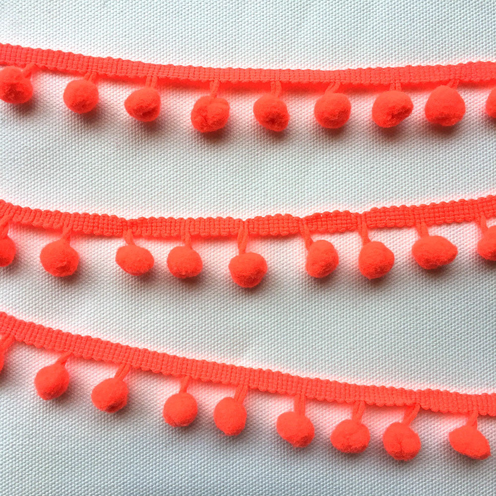 Neon Pom Pom Trim Notions Brooklyn Craft Company Neon Orange