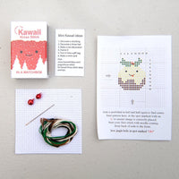 Kawaii Christmas Pudding Cross Stitch Kit in a Matchbox Kit Marvling Bros Ltd