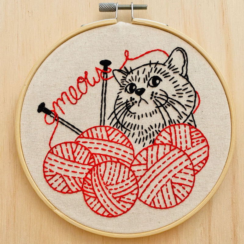 Knitten' Kitten Embroidery Kit Kit Hook, Line & Tinker