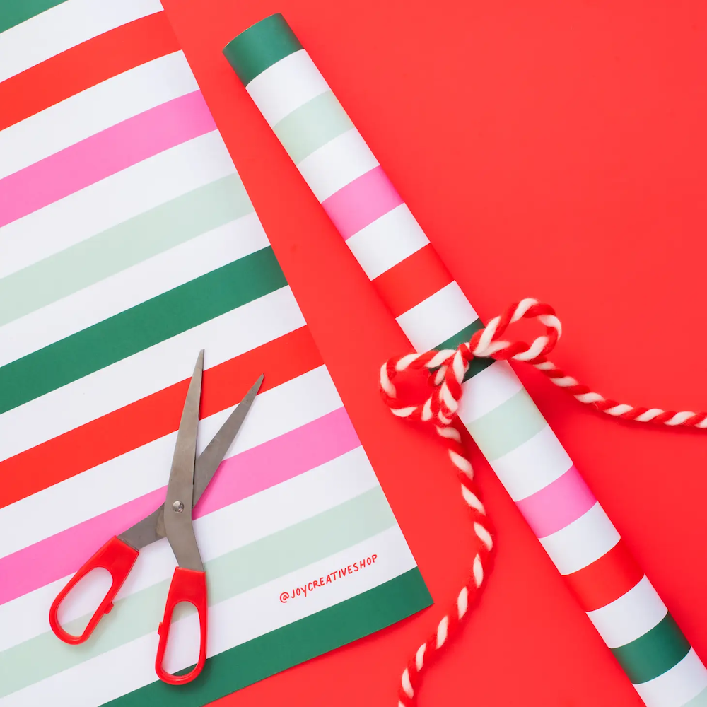 Red and Green Striped Wrapping Paper 20 ''x 20 '' 