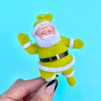 Retro Flocked Santa Ornament One Hundred Eighty Degrees