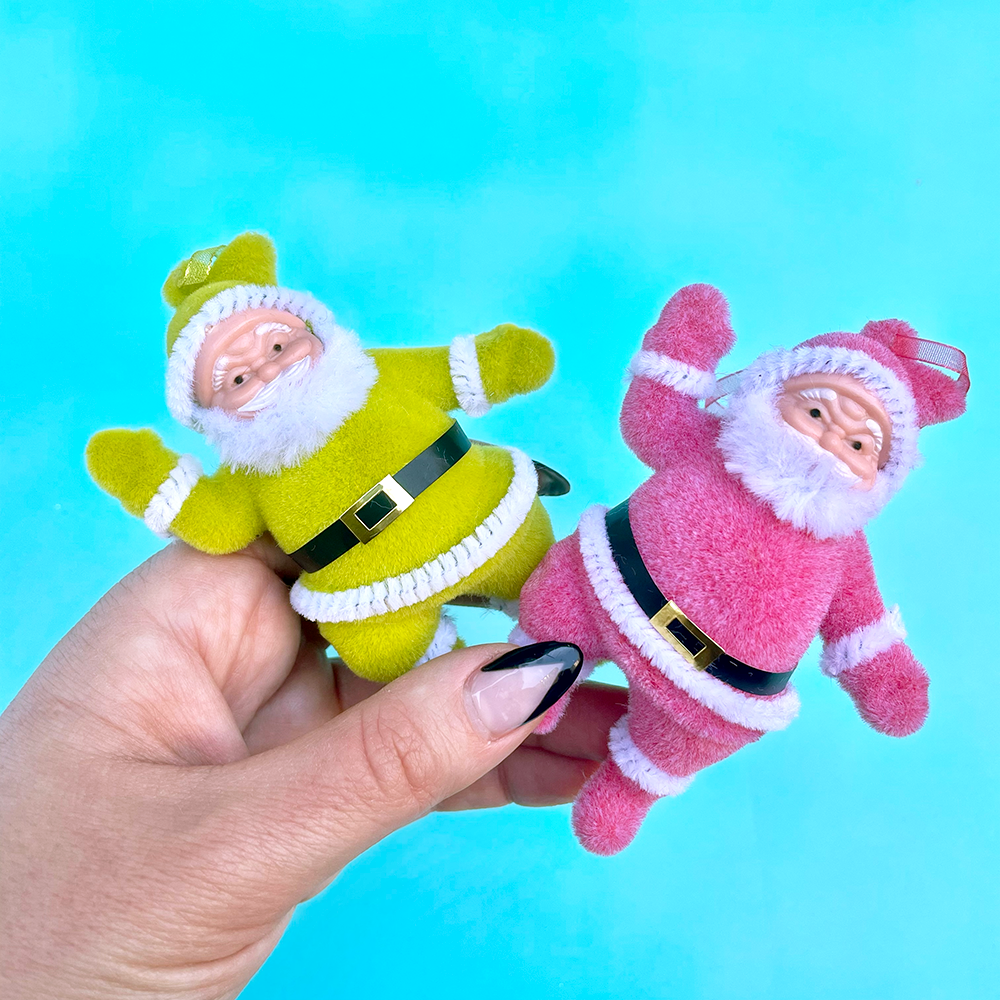 Retro Flocked Santa