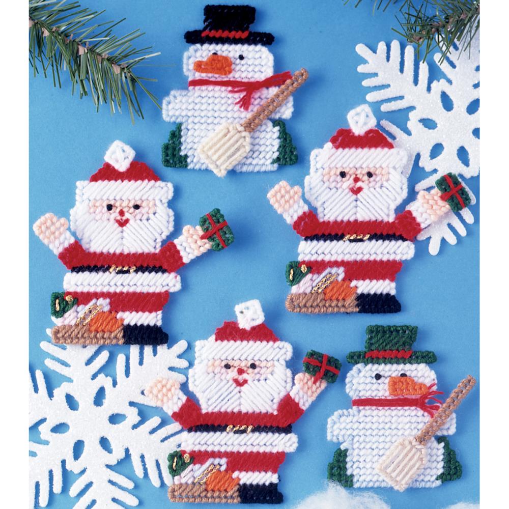 Santa and Snowman Plastic Canvas Christmas Ornament Kit – Brooklyn Craft  Company