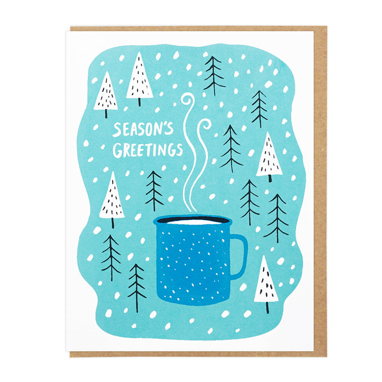 Season's Greetings Enamel Cup Card Greeting Cards Lucky Horse Press