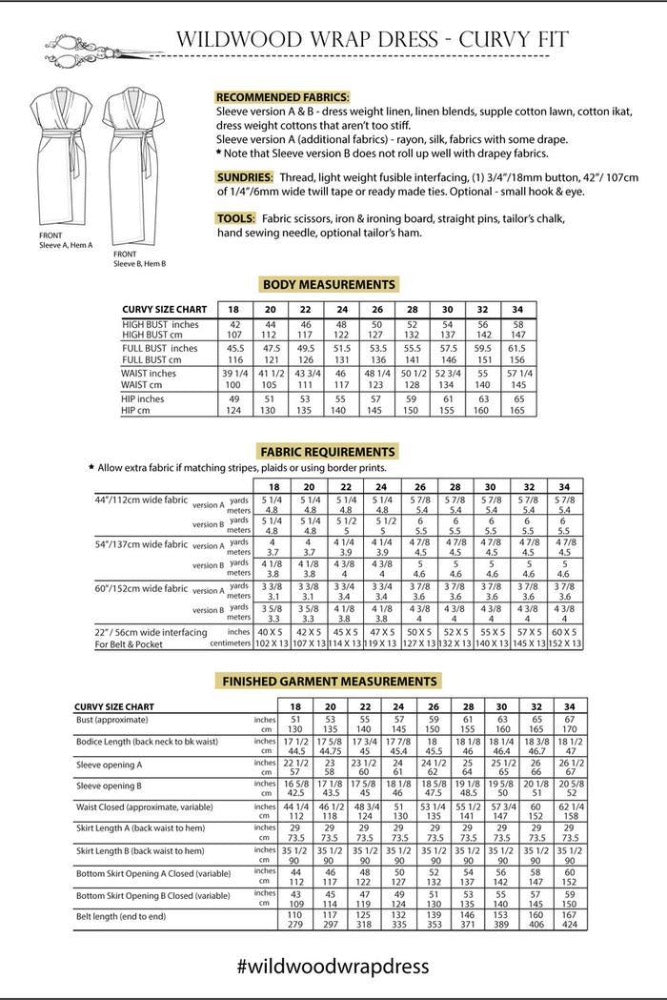 Wildwood Wrap Dress Pattern (Sizes 18-34)