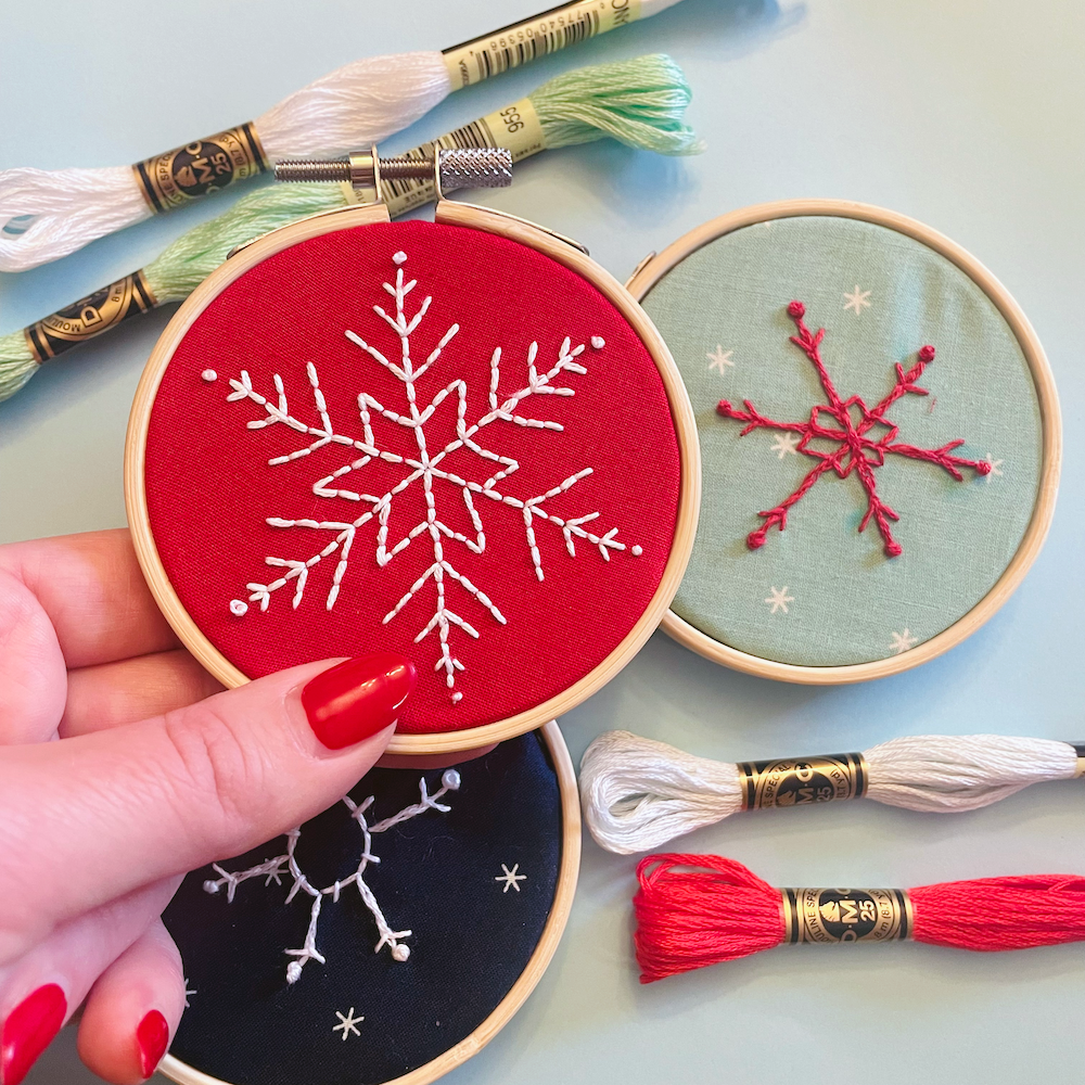 Embroidered Snowflake Ornaments Past Workshop Brooklyn Craft Company