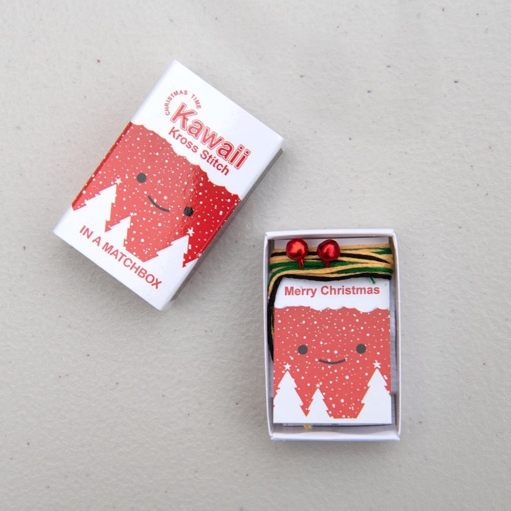 Kawaii Christmas Star Cross Stitch Kit in a Matchbox