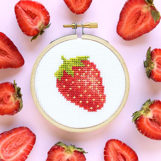 Mini Strawberry Cross Stitch Kit Kit The Stranded Stitch
