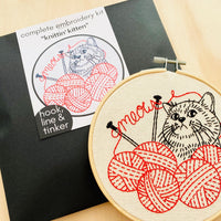 Knitten' Kitten Embroidery Kit Kit Hook, Line & Tinker